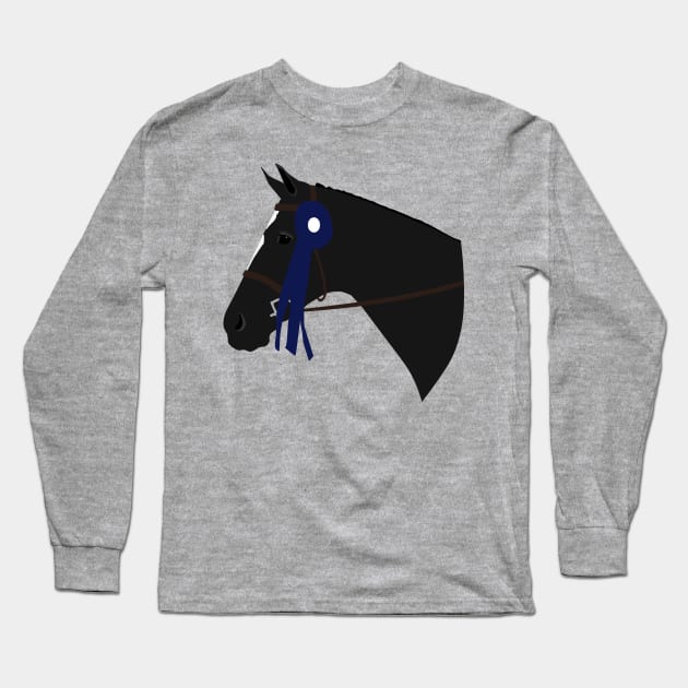 Blue Ribbon (Black Horse) Long Sleeve T-Shirt by AliScarletAdams